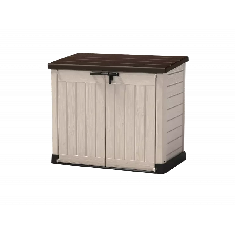 Coffre de jardin multifonctions en résine 1200L toit plat beige - Keter