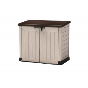 Coffre de jardin multifonctions en résine 1200L toit plat beige - Keter