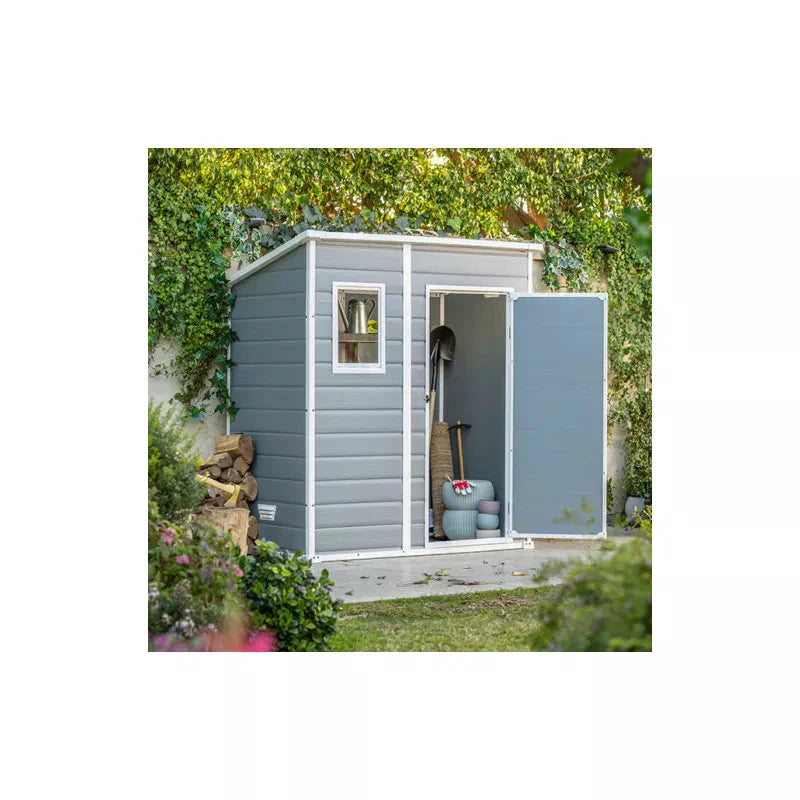 Abri de jardin en résine 2,06m² monopente + plancher gris Keter