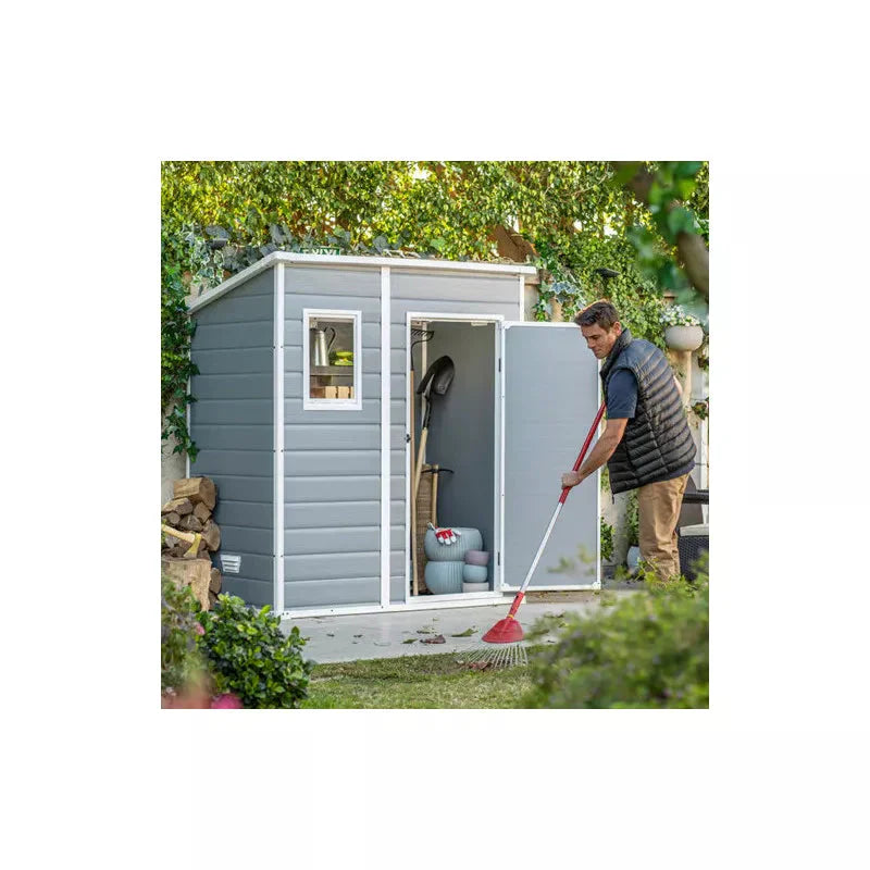 Abri de jardin en résine 2,06m² monopente + plancher gris Keter