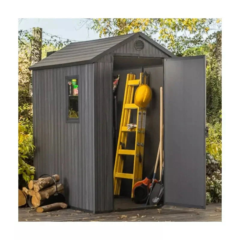 Abri de jardin en résine aspect bois grisé 2,3m² Darwin 46 + plancher - Keter