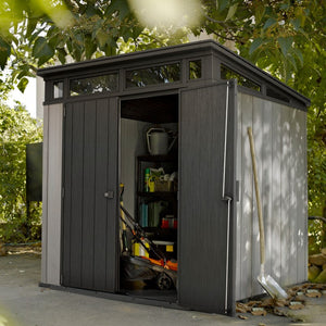 Abri en résine brossée monopente Brossium 4,7m² + plancher Keter
