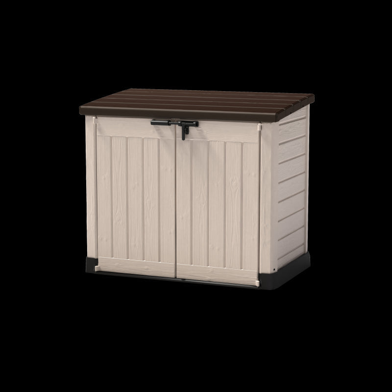 Coffre de jardin multifonctions en résine 1200L toit plat beige - Keter