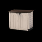 Coffre de jardin multifonctions en résine 1200L toit plat beige - Keter